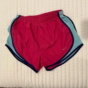Small Nike Women's Dry Tempo Shorts pink and blue